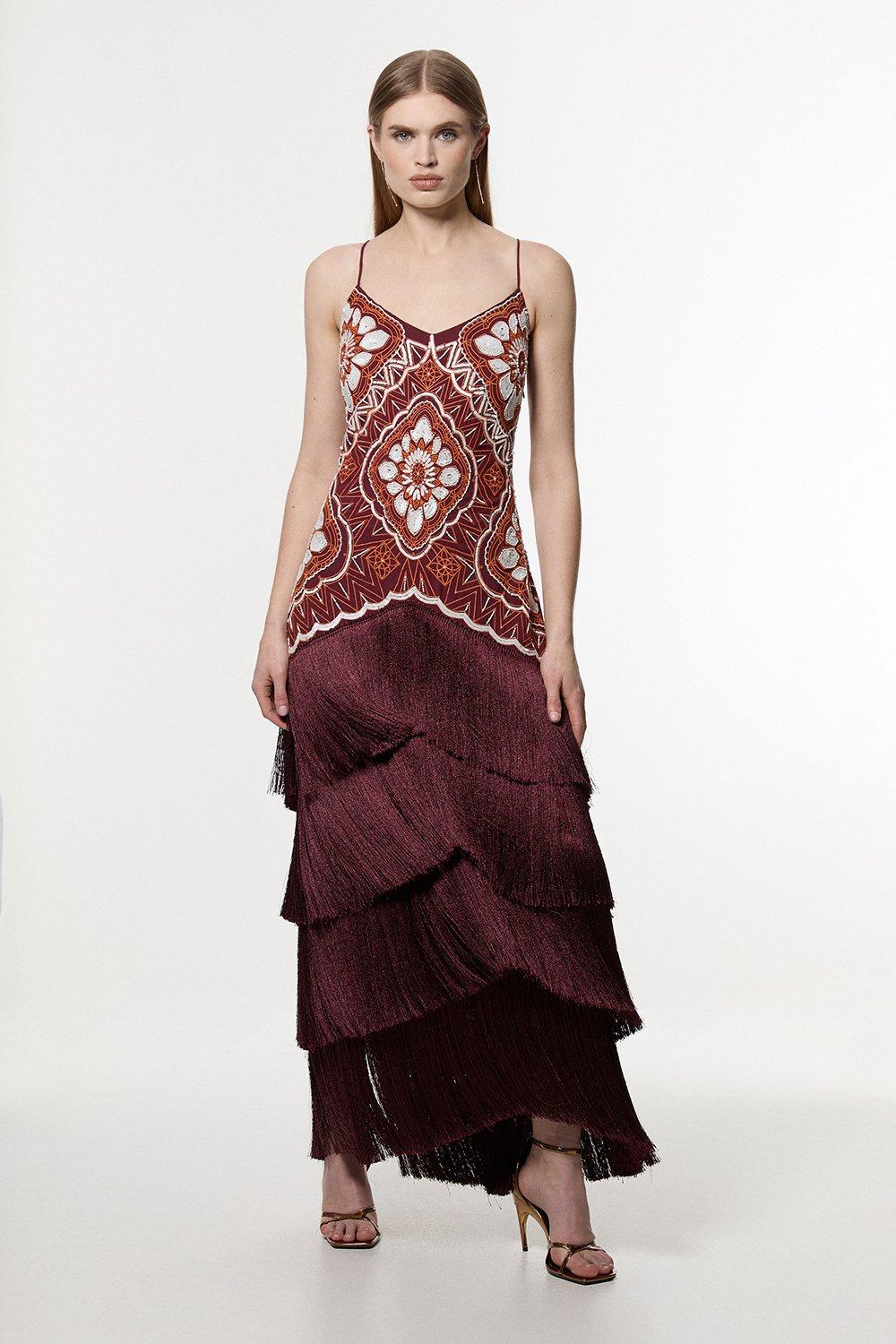 ★Karen Millen★ ミラーリネンフローラルウーブンマキシドレス Mirrored Viscose Linen Floral Print Woven Maxi Dress With